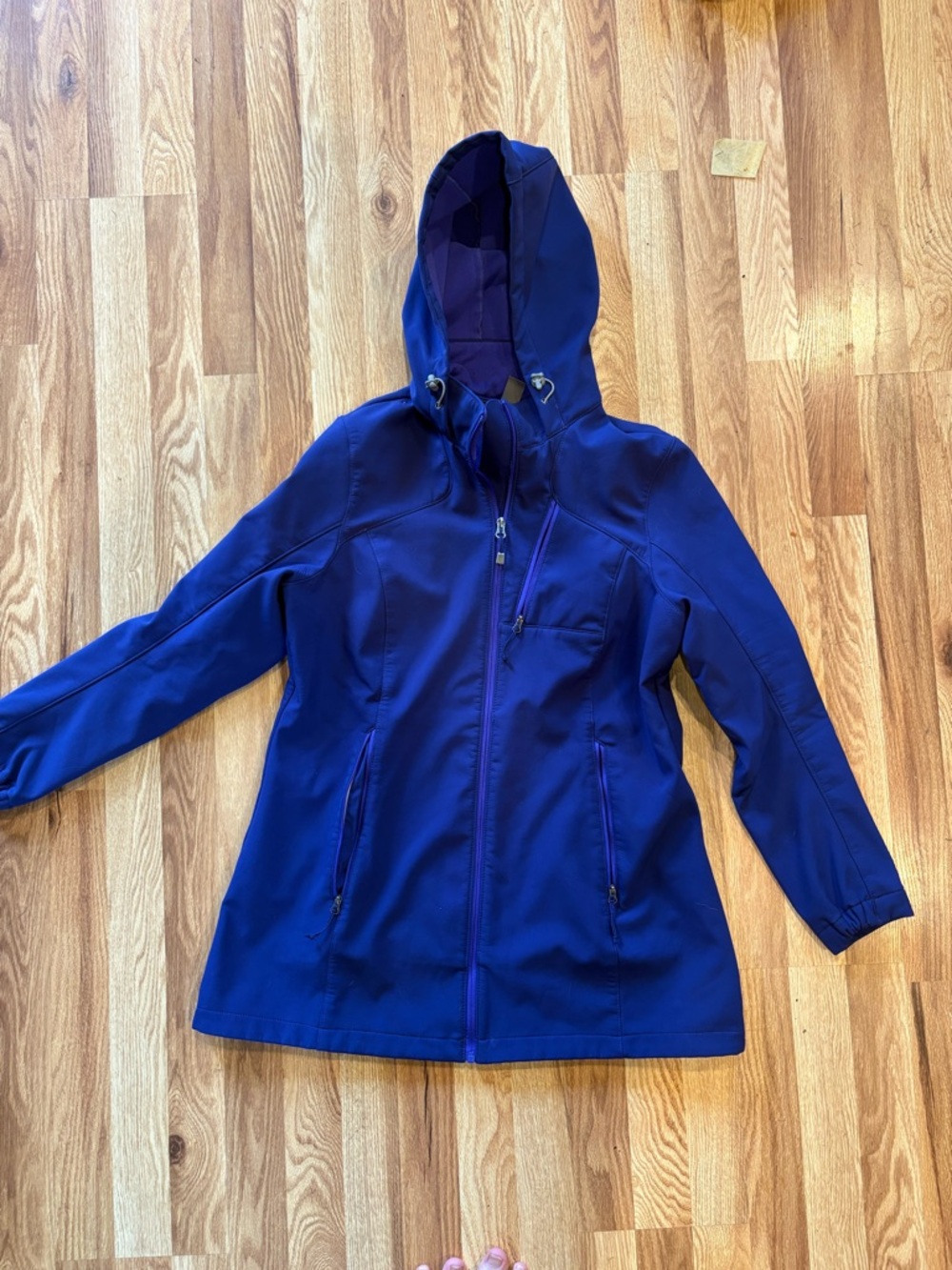 Eddie Bauer Deep Blue Hooded Utility Softshell Jacket fleece lined